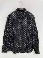 UNIQLO シャツ/ブラウス S ブラック コットン ドット柄 長袖 レギュラーカラー