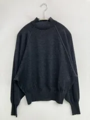 UNIQLO U ニット/セーター M グレー ウール・ニット ミドル丈 無地 長袖 タートルネック/ハイネック