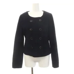 マッシモ Massimo ウール ダブル ノーカラージャケット チェック 38 紺 ネイビー /HK ■OS