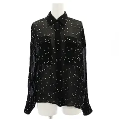 オールセインツ ALLSAINTS スター刺繍 シアーシャツ カジュアル 長袖 シースルー XS 黒 ブラック /AT ■OS