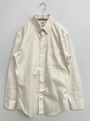 UNIQLO ビジネスシャツ S アイボリー コットン 無地 長袖 ボタンダウン