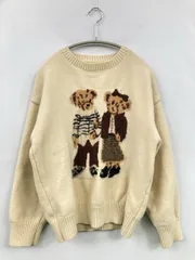 ニット/セーター アイボリー ミドル丈 長袖 クルーネック(丸首)