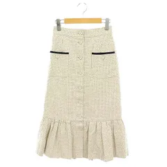 グレースクラス GRACE Class ドットジャガードスカート ロング丈 ミモレ丈 タイト マーメイド コットン 36 S ベージュ 黒 ブラック /YQ ■OS