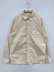UNIQLO シャツ/ブラウス M アイボリー 無地 ミドル丈 長袖 レギュラーカラー