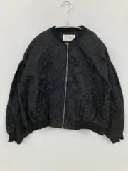 Samansa Mos2 blue ブルゾン フリー ブラック ナイロン 刺繍 ショート丈 フードなし ジップアップ