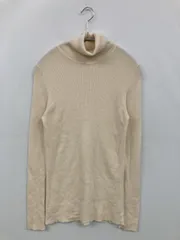 UNIQLO ニット/セーター XL アイボリー 無地 ミドル丈 長袖 タートルネック/ハイネック