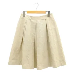 エムズグレイシー M'S GRACY フラワー柄フレアスカート ひざ丈 タック 刺繍 38 M ベージュ /AT ■OS