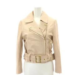 スナイデル SNIDEL レザーライダースジャケット 0 XS ベージュ /SY ■OS