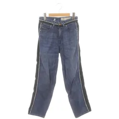 ディーゼル DIESEL サイドライン デニムパンツ ジーンズ ボトムス ジップフライ コットン 24 XS 紺 ネイビー 黒 ブラック /YQ ■OS
