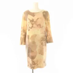 グレースコンチネンタル GRACE CONTINENTAL ワンピース ひざ丈 長袖 総柄 ウール 38 ベージュ /MF ■OS