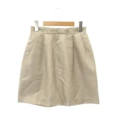 カルヴェン CARVEN シルクサテンスカート ミニ丈 バックファスナー 36 S ベージュ /YQ ■OS