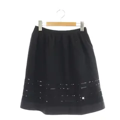 エムズグレイシー M'S GRACY カメリアスパンコールスカート ミニ フレア タック 36 黒 ブラック /DO ■OS