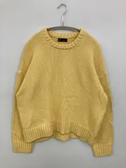 GAP ニット/セーター M イエロー コットン ニット 無地 ミドル丈 長袖 クルーネック(丸首)