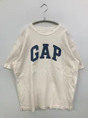 GAP Tシャツ/カットソー S ホワイト ワンポイント ブランドロゴ ミドル丈 半袖 クルーネック(丸首)
