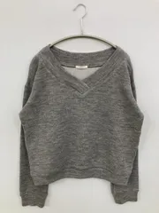 COLZA ニット/セーター L グレー ニット 無地 ショート丈 長袖 Vネック
