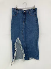 SPRAY PREMIUM デニムスカート S ブルー ミモレ・半端丈 タイト