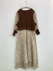 ABITOKYO ワンピース F ブラウン 花柄・ボタニカル柄 長袖 ロング・マキシ丈 フレア