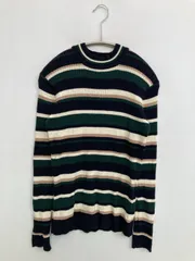 C・O・L・Z・A ニット/セーター L ネイビー ナイロン ボーダー柄 ミドル丈 長袖 クルーネック(丸首)