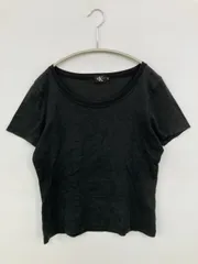 Calvin Klein Tシャツ/カットソー M ブラック 無地 ミドル丈 半袖 Uネック