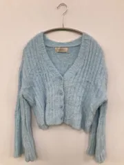 me+em select カーディガン/ボレロ F スカイブルー ナイロン 無地 ショート丈 長袖