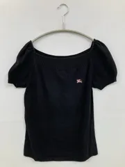 BURBERRY BLUE LABEL ニット/セーター 38 ブラック コットン ニット 無地 ワンポイント ブランドロゴ 刺繍 ミドル丈 半袖 スクエアネック