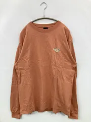 HUF Tシャツ/カットソー M オレンジ ワンポイント ブランドロゴ ミドル丈 長袖 クルーネック(丸首)