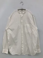 UNIQLO シャツ/ブラウス M ホワイト コットン 無地 ミドル丈 長袖 ノーカラー