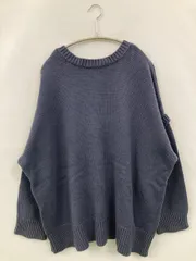 LOWRYS FARM ニット/セーター F ネイビー コットン 無地 ミドル丈 長袖 クルーネック(丸首)