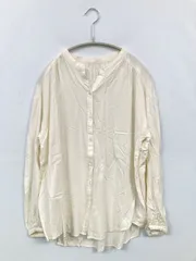 GLOBAL WORK シャツ/ブラウス S アイボリー 無地 ミドル丈 長袖 スタンドカラー