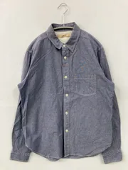 GLOBAL WORK シャツ/ブラウス M ネイビー コットン 無地 ワンポイント ミドル丈 長袖 レギュラーカラー