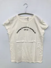 Evris Tシャツ/カットソー F ホワイト 前面プリント ブランドロゴ ミドル丈 半袖 クルーネック(丸首)