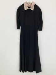 PROPORTION ワンピース PM ブラック ウール・ニット 無地 半袖 ロング・マキシ丈 フレア