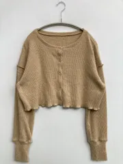 Kastane カーディガン/ボレロ F ベージュ 無地 ショート丈 長袖