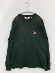 BEN DAVIS Tシャツ/カットソー M グリーン 無地 ワンポイント ミドル丈 長袖 クルーネック(丸首)