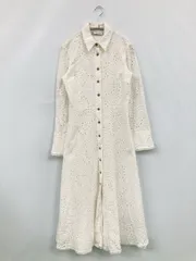 ZARA シャツワンピース USA XS ホワイト コットン レース 刺繍 長袖 ロング・マキシ丈