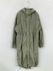 LOWRYS FARM モッズコート F グリーン ナイロン 無地 ブランドロゴ ロング丈 フードあり