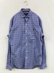 Polo Ralph Lauren シャツ/ブラウス S ブルー コットン ストレッチ チェック柄 ワンポイント ブランドロゴ 刺繍 ミドル丈 長袖 レギュラーカラー