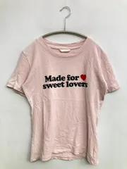 ZARA Tシャツ/カットソー S ピンク 前面プリント ミドル丈 半袖 クルーネック(丸首)