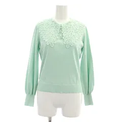 アナイ ANAYI 22SS ビッグレースカラーパフスリーブプルオーバー ニット カットソー 長袖 38 ミントグリーン /MY ■OS