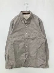 無印良品 シャツ/ブラウス M グレー コットン 無地 ミドル丈 長袖 ボタンダウン