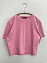 ZARA Tシャツ/カットソー USA L ピンク 無地 ショート丈 半袖 クルーネック(丸首)