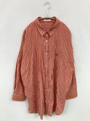 CLASSICAL ELF シャツ/ブラウス M オレンジ ストライプ柄 刺繍 ロング丈 長袖 レギュラーカラー
