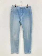 CLOSSHI デニムパンツ LL スカイブルー 無地 スキニー・タイト レギュラー テーパード ヴィンテージ ウエストゴム・紐