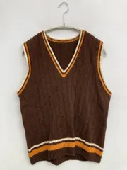 ベスト ブラウン 無地 ボーダー柄 ライン柄