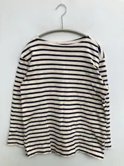 無印良品 Tシャツ/カットソー S アイボリー ボーダー柄 ミドル丈 長袖 ボートネック