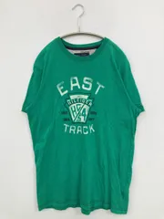TOMMY HILFIGER Tシャツ/カットソー XL グリーン 前面プリント ブランドロゴ 半袖 ミドル丈 クルーネック(丸首)