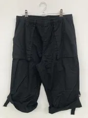 カーゴパンツ XL ブラック ハーフ・ひざ丈 コットン 無地 ワイド・ルーズ レギュラー ウエストゴム・紐
