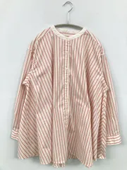 niko and ... シャツ/ブラウス M レッド コットン ストライプ柄 ミドル丈 長袖 スタンドカラー