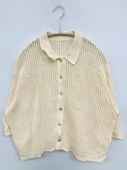 LOWRYS FARM カーディガン/ボレロ F アイボリー ミドル丈 半端袖 無地 コットン