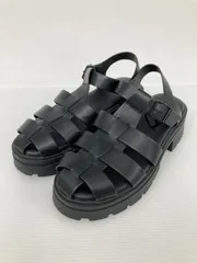 サンダル L ブラック 合成皮革/人工皮革 無地 厚底 ストラップあり